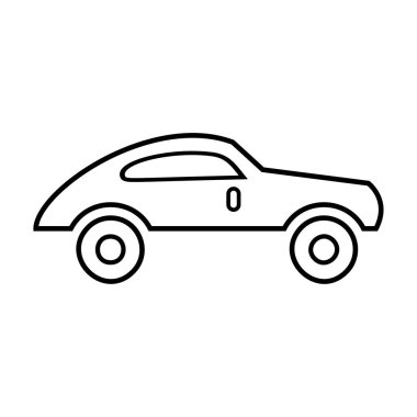 Beyaz arka planda ince çizgi araba simgesi