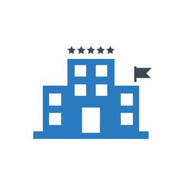 Beş yıldızlı otel simge vektör mavi