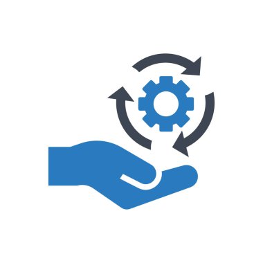 Ayarı simgesi - Yönetim vektör simgesi mavi tutan el