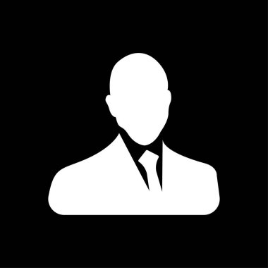 Glif işadamı simgesi, avatar sembolü-siyah arka planda beyaz
