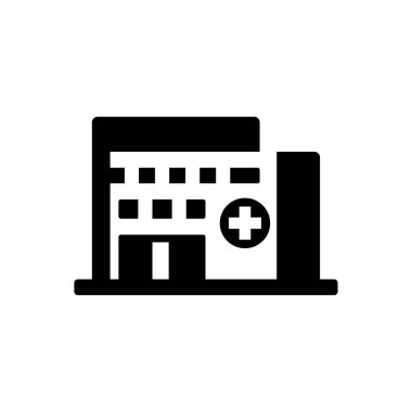 Vektör simge siyah bina hastane
