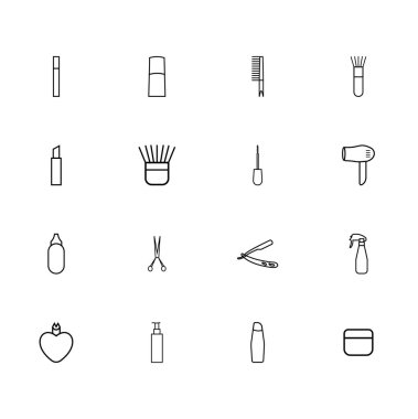 Güzellik kozmetik minimalist çizgi anahat kontur simgesi-doğrusal güzellik sembolü simge seti