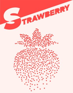 Parlak renklerle çilek modern yarı ton nokta poster