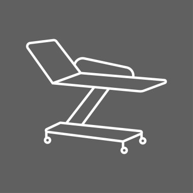 İnce hat hastane yatak simgesi-tıbbi yatak vektör beyaz