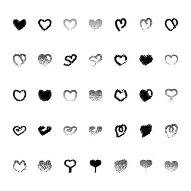 Kalp simgeler vector. Mükemmel aşk sembolü, şık aşk simgeleri seti
