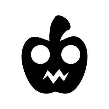 Korkunç dişler ve elma ile gözler-Cadılar Bayramı simgesi vektör siyah