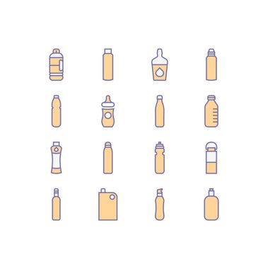 Plastik şişe simgesi set vektör illüstrasyon-şişe işareti seti