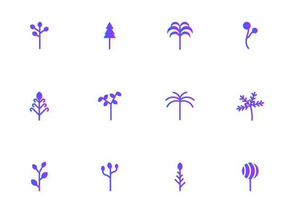 Zestaw ikon drzewka-wektor-rośliny zestaw znak — Wektor stockowy