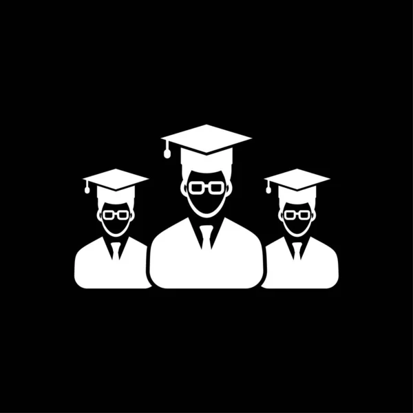 Graduate Student Zespołu Mężczyzna Symbol Cap Edukacji Glifów Ikona Biały — Wektor stockowy