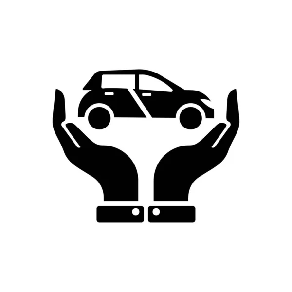 Ruce Držící Aut Auto Pojištění Ikona Vektor Dopravní Pojištění Ikonu — Stockový vektor