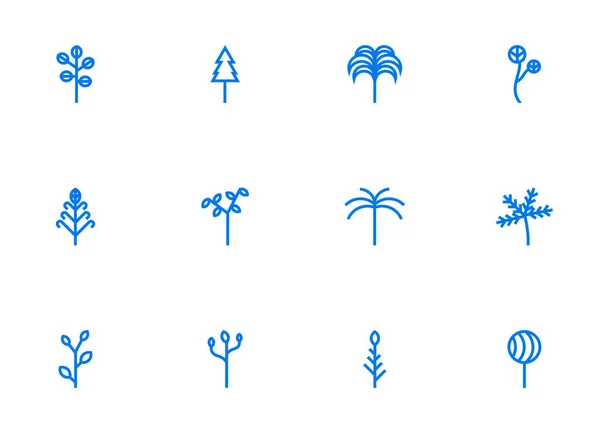 Conjunto de ícones de árvores - Vetor - Conjunto de placas de plantas — Vetor de Stock
