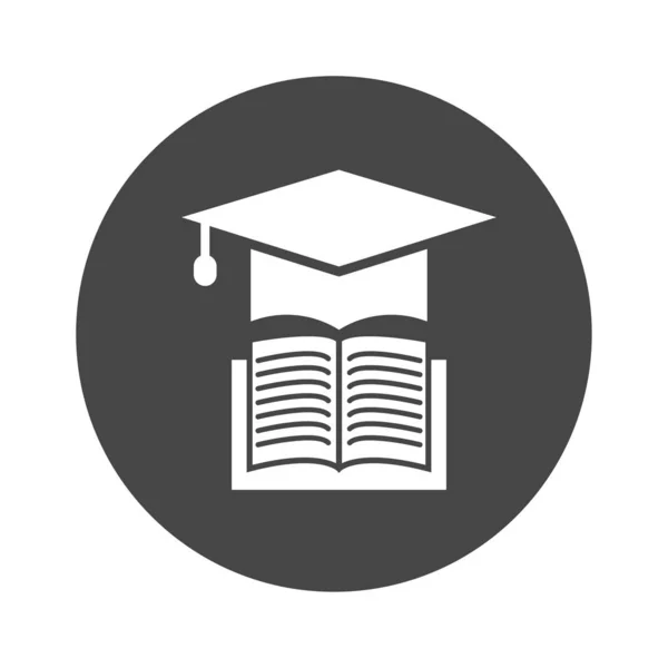 Livre Avec Casquette Vectorielle Icône Éducation Illustration Chapeau Universitaire Académique — Image vectorielle