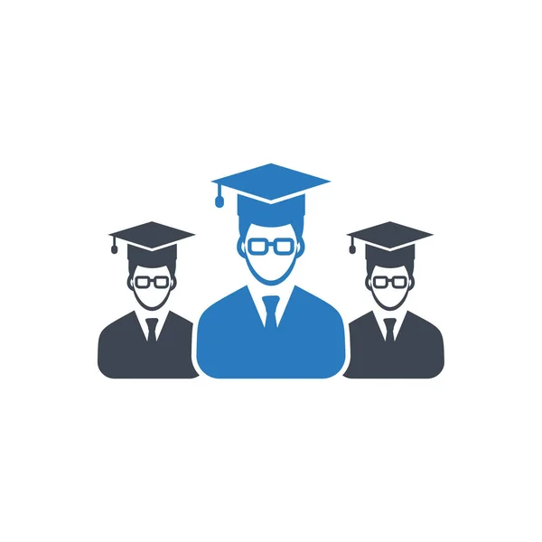 Graduate Student Team Icon Símbolo Masculino Con Gorra Icono Glifo — Archivo Imágenes Vectoriales