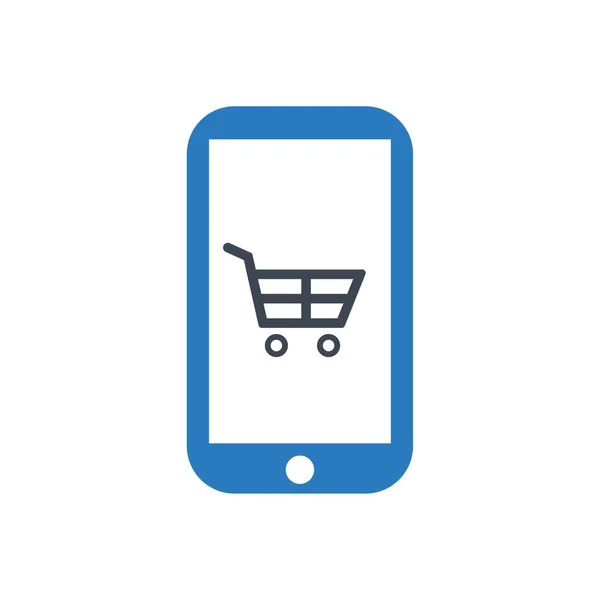 Shopping Cart Pictogram Een Mobiel Vector Blauw — Stockvector