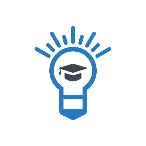 Bulb Graduation Cap Icons Education Icon Vector Blue — Stock Vector
