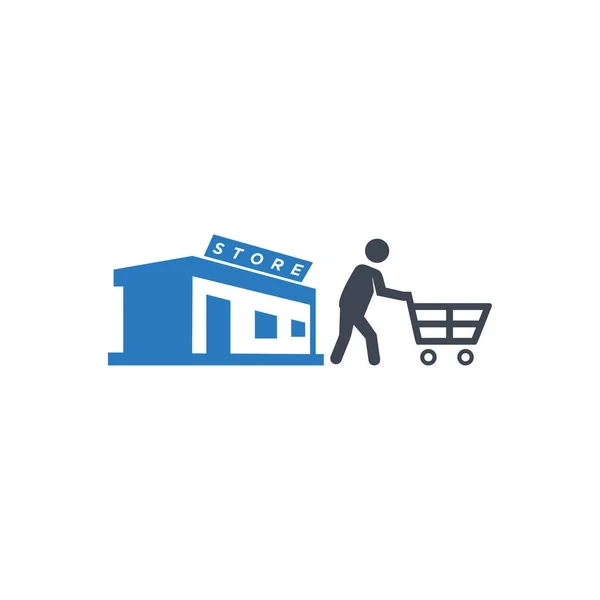 Regreso Tienda Shopper Men Icon Azul — Vector de stock
