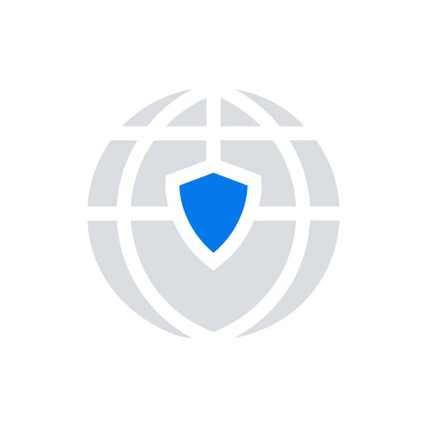 グローバルセキュリティアイコン 保護ワールドサイン — ストックベクタ