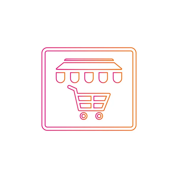 Tienda con icono de carrito de compras - vector — Archivo Imágenes Vectoriales