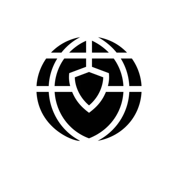 グローバルセキュリティアイコン 保護ワールドサイン — ストックベクタ