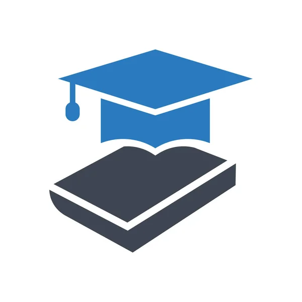 Libro Con Tapa Graduación Vector Icono Educación Ilustración Sombrero Universitario — Vector de stock