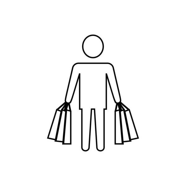 Mann Trägt Einkaufstaschen Symbol Vektor — Stockvektor