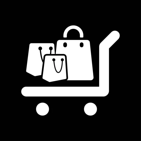 Carrito Compras Con Tres Bolsa Icono Blanco — Archivo Imágenes Vectoriales