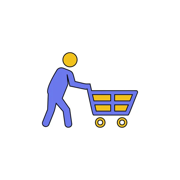 Mužská ruka držící nákupní vozík ikona-Vektor — Stockový vektor