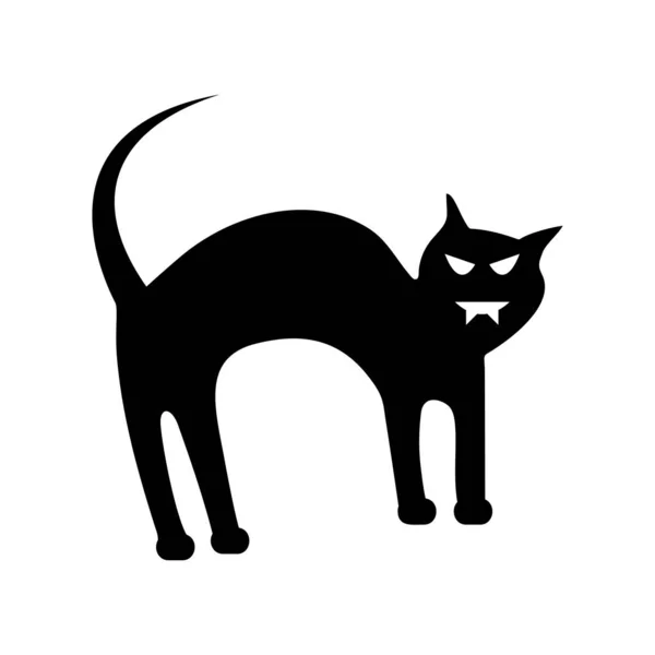 Black Cat Scary Halloween Icon Vector Illustration — Stock Vector