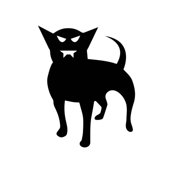 Schwarzer Hund Gruselige Halloween Ikone Als Vektorillustration — Stockvektor