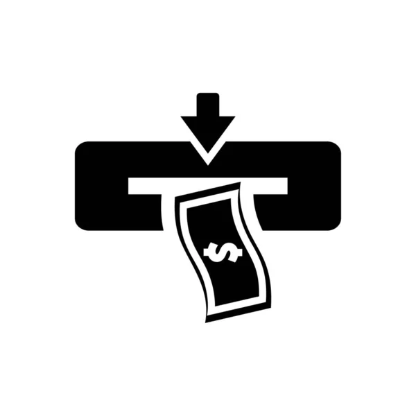 Fizetési Terminál Ikon Vektor Fekete Atm Booth — Stock Vector