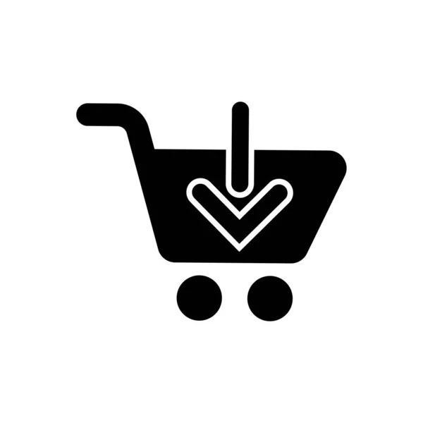 Una Flecha Hacia Abajo Concepto Pushcart Añadir Carrito Vector Negro — Archivo Imágenes Vectoriales