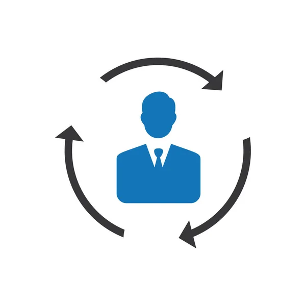 Empresario con un icono de círculo vector azul — Vector de stock