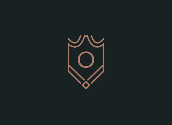 Розкішна Лінійний Щит Монограма Літери Logo — стоковий вектор