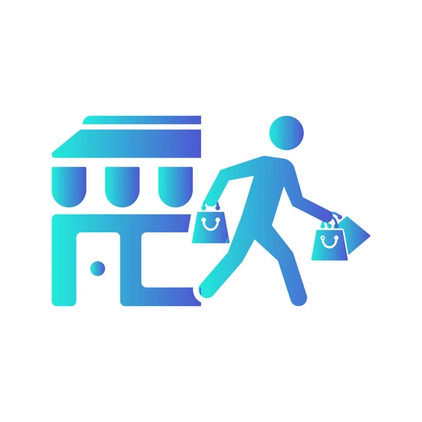 Ένας Άντρας Που Κουβαλάει Σακούλες Για Ψώνια Εμπορικό Σήμα Διάνυσμα — Διανυσματικό Αρχείο