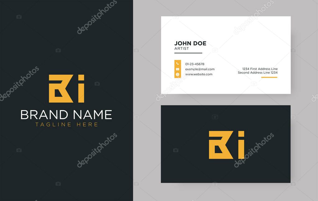 Premium letter BI logo with an elegant corporate identity template