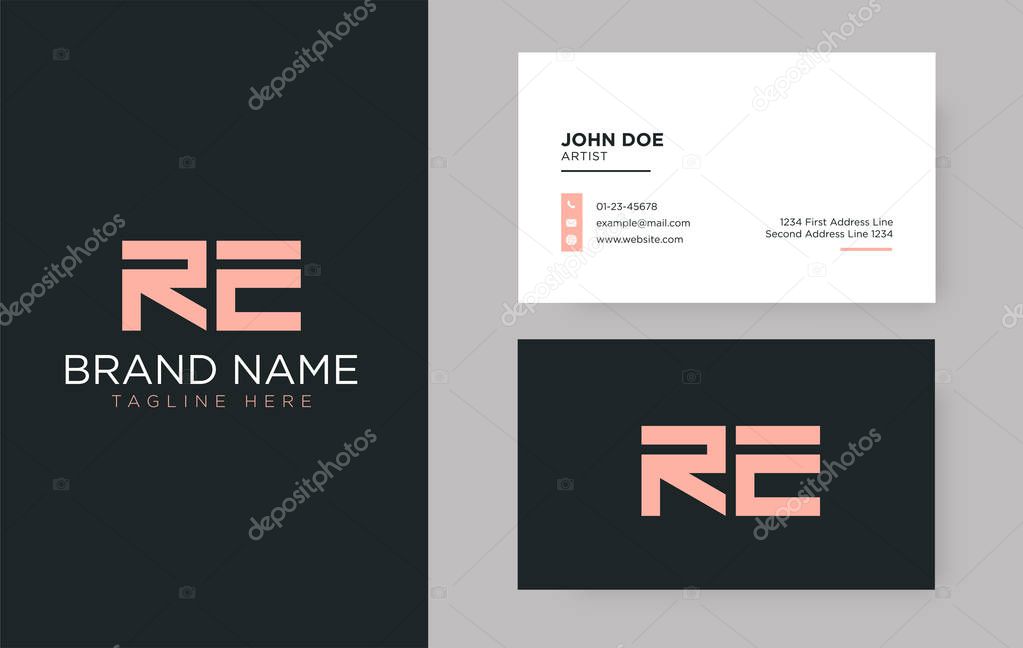 Premium letter RE logo with an elegant corporate identity template