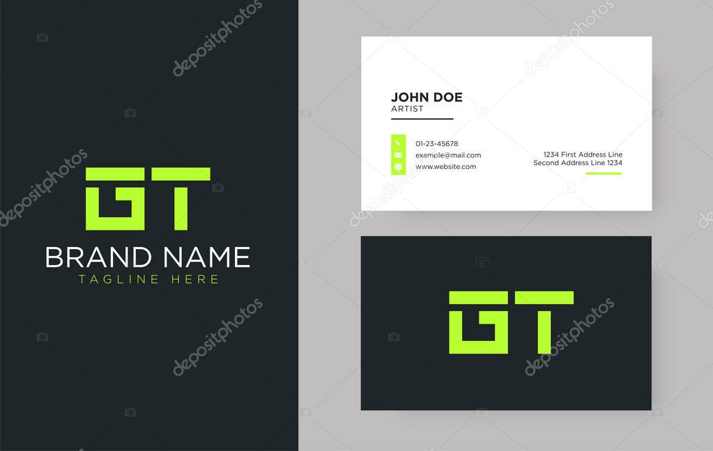Premium letter GT logo with an elegant corporate identity template