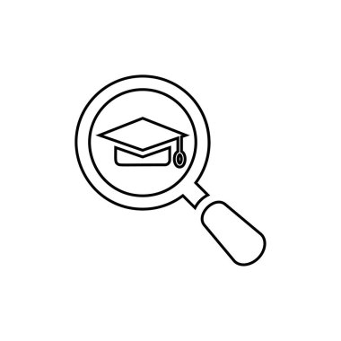 Büyüteç ve mezuniyet kapağı simgesi