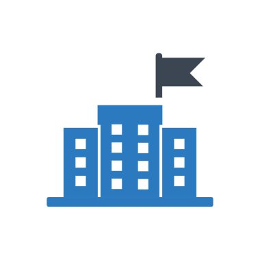 Okul binası simge vektör mavi