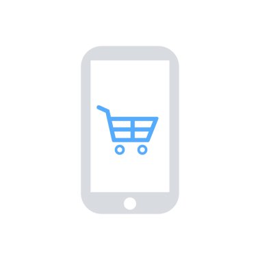 Bir mobil alışveriş sepeti simgesi-vektör