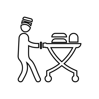 Otelde yemek servisi yapan garson-vektör