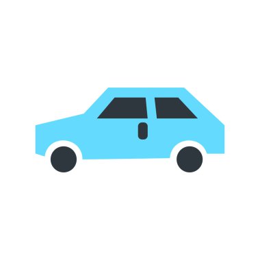 Beyaz arka planda düz renkli araba simgesi