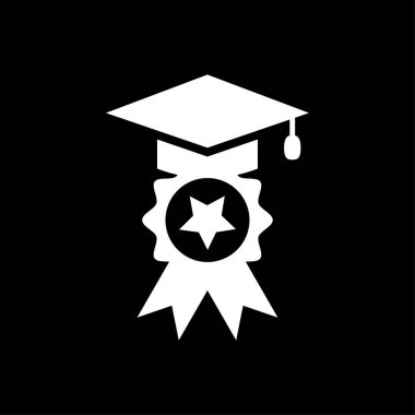 Mezuniyet başarı ödülü kurdele simgesi - trendy tarzı beyaz eğitim mezuniyet kap simgesi