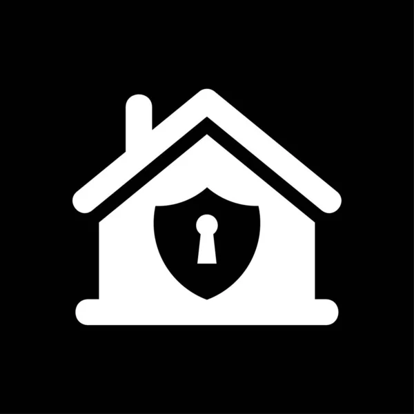 Bloquear Icono Casa Blanco Sobre Fondo Negro — Vector de stock