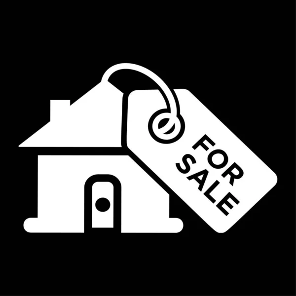 Home Sale Ícone Branco — Vetor de Stock