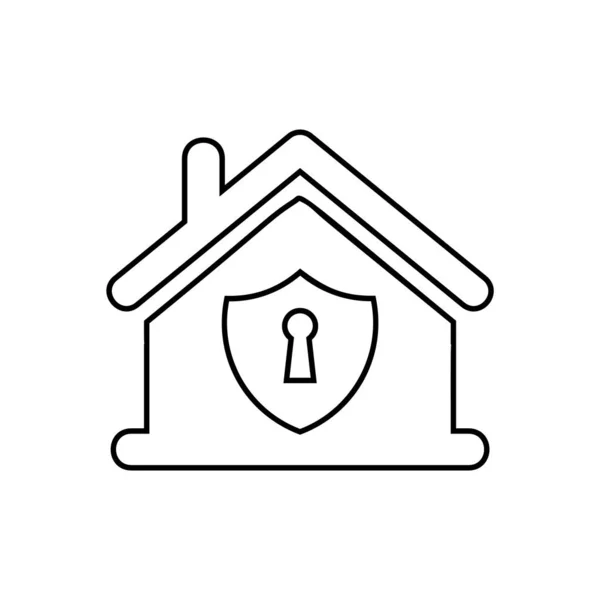 Icono Casa Bloqueo Signo Protección Inmobiliaria — Vector de stock