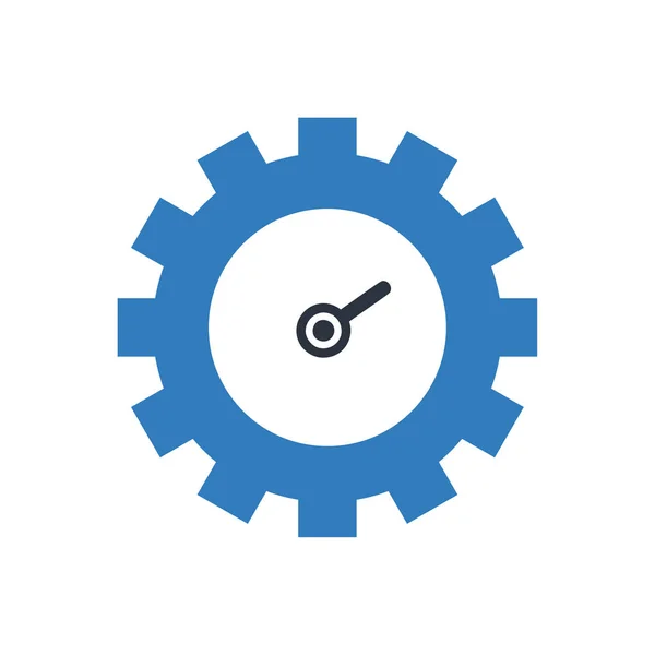 Icône Vecteur Engrenage Horloge Regarder Plat Design Bleu — Image vectorielle