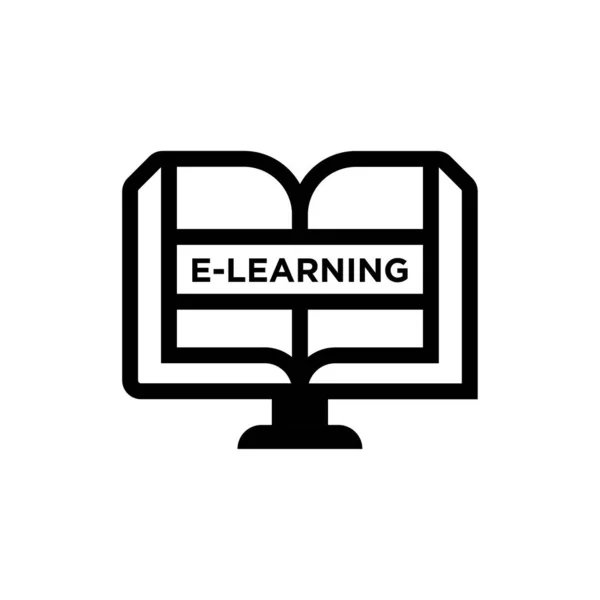 Learning Vektor Icon Online Bildung Schwarz — Stockvektor