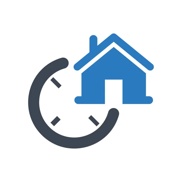 Icône Maison Horloge Bleu — Image vectorielle