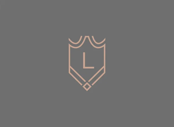 Розкішна Лінійний Щит Монограма Літери Логотип — стоковий вектор